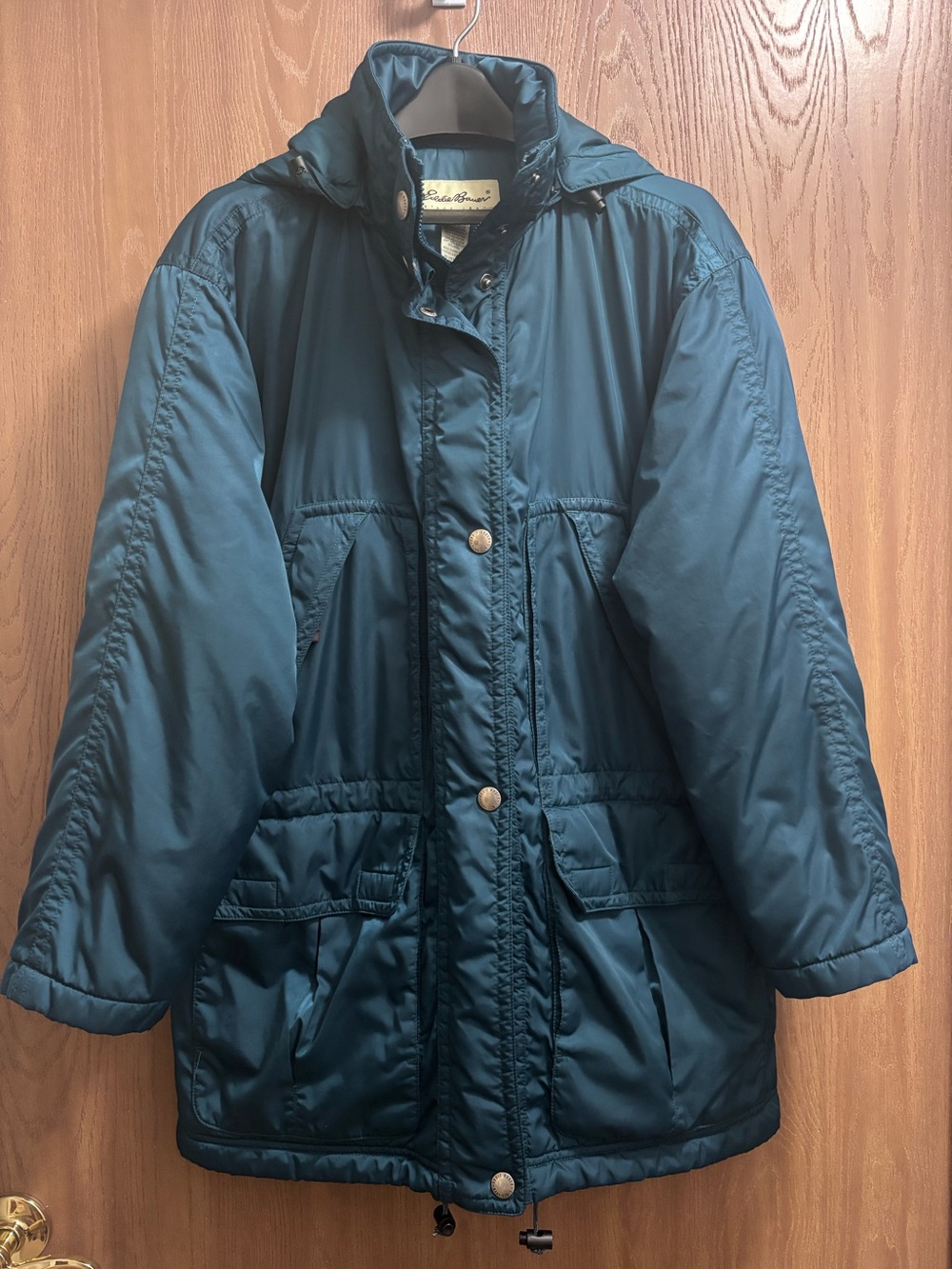 Vintage Eddie Bauer  Dk Teal Quilted Puffer Coat with Hood